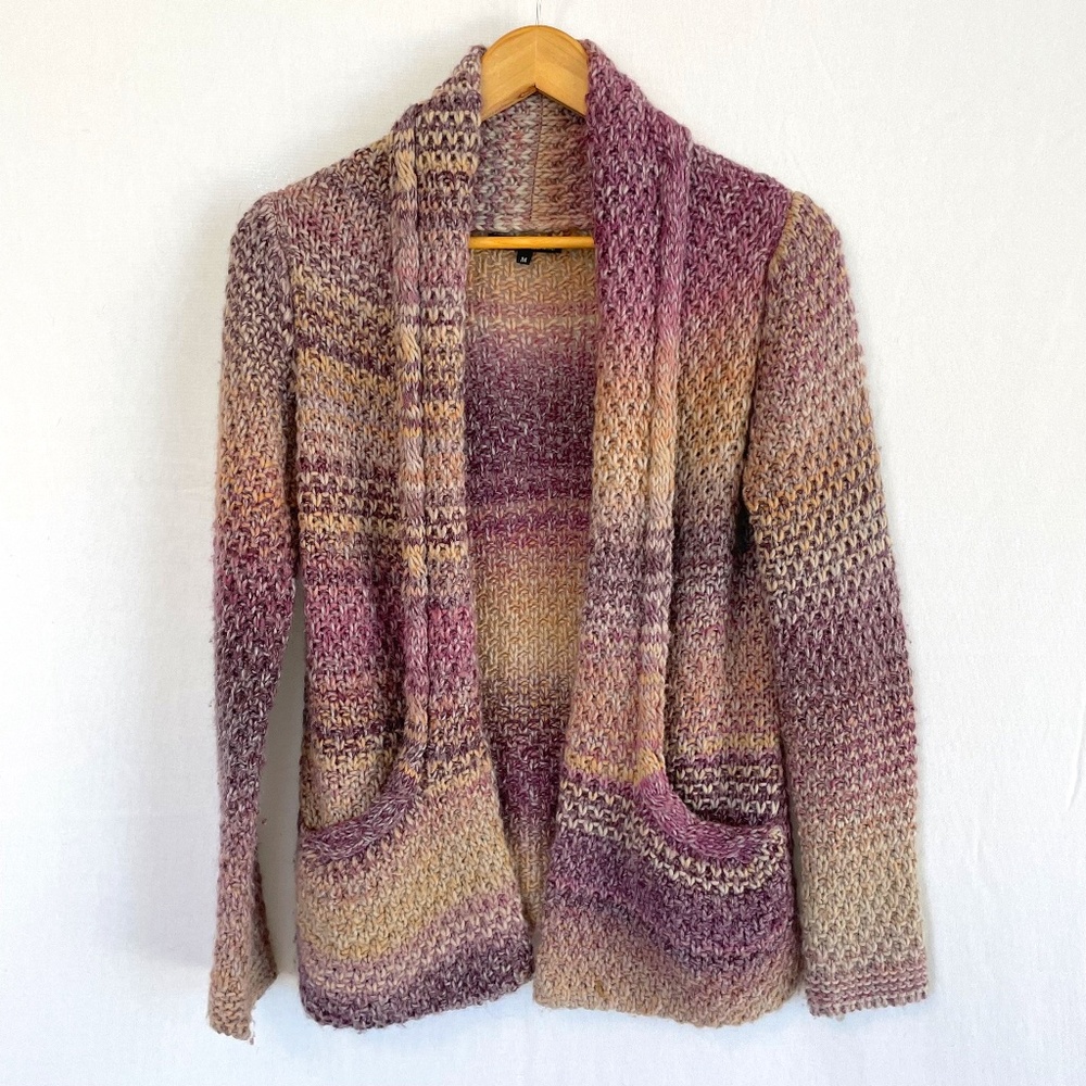 Berretti Women’s Medium Shawl Collar Open Front Cardigan Wool Blend Pockets